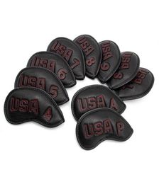 Golf Club Iron Cover Headcover Usa with Redwhite Stitch Golf Iron Head Covers Golf Club Iron Headovers Wedges Covers 10pcsset 226664612