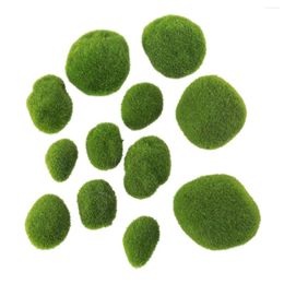 Decorative Flowers 12 Artificial Moss Rocks Stone Green Balls For Glass Jar Terrarium Aquariums