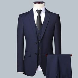 Highquality solid color suit vest trousers Mens business formal 32 bridegroom and man 240412