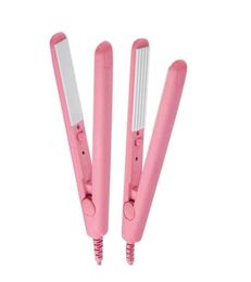 Electric Ceramic Flat Iron and Curler Travel Mini Pink Hair Straighteners Wave Corrugated or Straightening Irons For Choose35518962952407