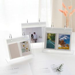 Photo Display Stand Mini Desk Photo Album Desktop Small Photo Album Acrylic Flip-up Mini Photo Book Display Rack for Sellers