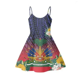 Casual Dresses Design Haitian Printing Women 2024 Theme Halter Dress Sexy Fashion Beach Oversized O Collar