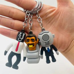 New Skibidi Toilet Keychain Skibidi Toilet Tv Man Camara Man Figure Photographer Toy PVC Keyring for Bag Pendant Key Chain Doll