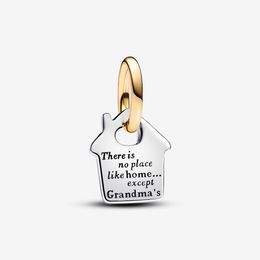 New Arrival 100% 925 Sterling Silver Two-tone Grandma's House Dangle Charm Fit Original European Charm Bracelet Fashion Jewellery Accessories