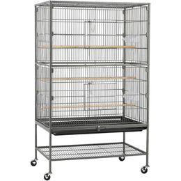 Wrought Iron Large Flight Parrot Bird Cage with Rolling Stand for Multiple Parakeets Conure Cockatiel 240412