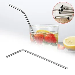 Drinking Straws 10pcs/set Reusable 304 Stainless Steel Metal Straw Set With 2 Cleaner Brushes Party Bar Accessories