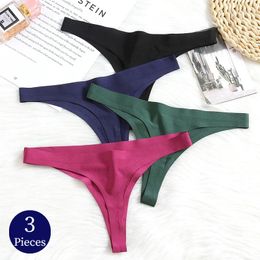 Women's Panties WarmSteps 3PCS Set Seamless Thongs Cosy Silk Satin Woman Underwear Sexy Lingerie Fashion G-Strings Sports T-Back