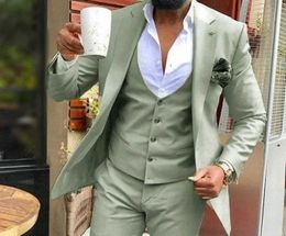 Men's Suits Blazers Light green Suits Men Suits 3 Pieces Wedding Wear Business Male Groom Wedding Dress Jacket Vest Pants Set Blazers Coat