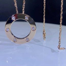Cards luxury Classic 925 Sterling Silver Big Cake Full Sky Star Double Ring Necklace Full Diamond Love Collar Chain Fashion Versatile Necklace
