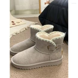 Boots Woman Short Winter Sheepskin Snow Women Waterproof Natural Ankle Fur Lined Warm Increase Flat Shoes