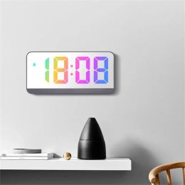 Acrylic Digital Alarm Clock Voice Control Colorful Font Night Mode Table Clock Snooze 12/24H Electronic LED Clocks