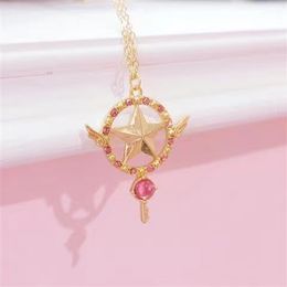 Sailorom anheize Halsketten Anime Sailor Moon Frauen Kristallperlen Liebes Herz Zauberstab Anhänger hochwertige elegante und modische Temperament Halskette 46