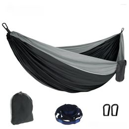 Camp Furniture High-Equipped Hammock With Ring Strap Single And Double 270 140Cm210T Nylon Parachute Cloth Portable Drop Delivery Spor Otlxq