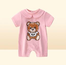 Newborn Baby Clothes Unisex Short-sleeved Cotton Little Print BearNew Born Baby Boy Girl Romper Jumpsuit7114303