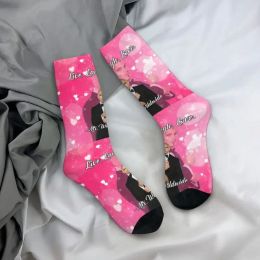 Cute Print Mr Worldwide Says To Live Laugh Love Pink Socks for Women Men Stretchy Summer Autumn Winter Pitbull Crew Socks