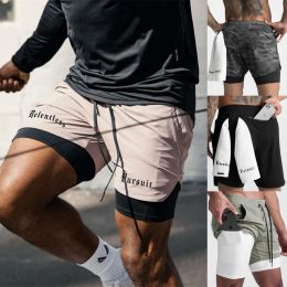 Pants 2023 camouflage Running Shorts Men 2 in 1 Sports Jogging Fitness tatting Quick Dry Gym Training Sport Workout Short Pants