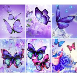 Paint With Diamond Painting by Number Butterfly Rhinestone Mosaic Diamond Embroidery Animal Cross Stitch Kit Art Home Decoration