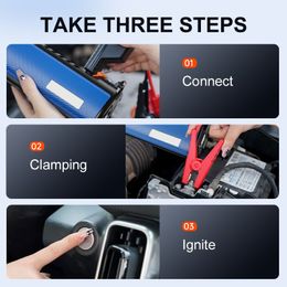 12000mAh/16000mAh/20000mAh Car Jump Starter with 150PSI Air Compressor Digital Tire Inflator with LED Light - 20000mAh