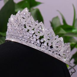 Luxury Bride Hair Accessories Wedding Tiaras And Crowns CZ Cubic Zirconia Bridal Diadem Headband Women Hair Jewellery Headdresses