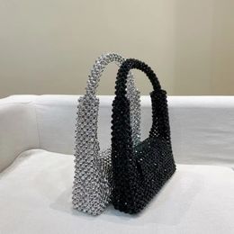 Glitter Shiny Acrylic Beads Beading Handmade Handbag Women Shoulder Underarm Bag Bling Evening Bag Wedding Party Clutch Purse