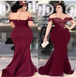 2019 Aso Ebi Arabic Burgundy Cheap Sexy Evening Dresses Sweetheart Lace Beaded Prom Dresses Mermaid Formal Party Second Reception 6984963