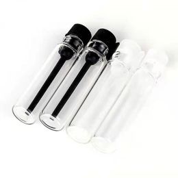 Şeffaf Clear 1ml 2ml 3ml Cam Mini Esansiyel Yağlar Sıvı Koku Numune Şişeleri 1ml Boş Cam Parfüm Numune Şişesi Plastik Çubuk Kapakları