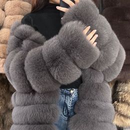 Natural Real Fox Fur Coat For Women's Warm Winter Vest Luxury Furry Fur Clothes Women Outerwear large size 2024Girls Fur Jacket