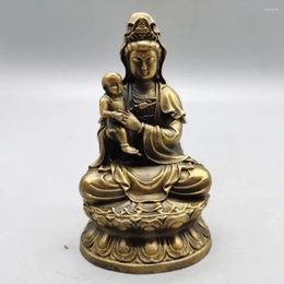 Decorative Figurines Chinese Guanyin Buddha Statue Home Decoration Retro Copper Buddhism Ornaments Decor Desktop Miniatures Brass Crafts