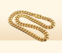 Chains Men Cuban Chain Necklace Stainless Steel Jewelry High Polished Hip Hop Curb Link Double Safety Clasps 18K Stamped 14Mm 4917791