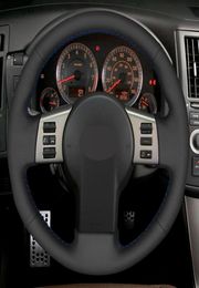 Car Steering Wheel Cover Handstitched Black Artificial Leather For Infiniti FX FX35 FX45 20032008 Nissan 350Z 200320091599903