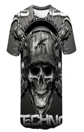 Skull T shirt Men Skeleton Tshirt Punk Rock Tshirt Gun T shirts 3d Print Tshirt Vintage Men Clothing Summer tops Plus Size 6XL4313053