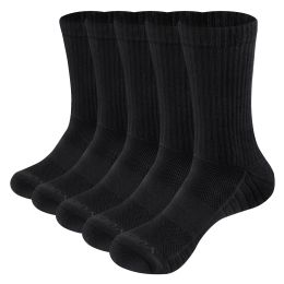 Socks YUEDGE Men's Moisture Wicking Work Boot Socks 5Pairs/Pack Comfort Cotton Cushion Crew Sports Athletic Hiking Socks Size 3746 EU