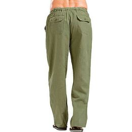 Jemeigar Mens Linen Drawstring Loose Pant Lightweight Straight-Legs Elastic Waist Trouser Casual Jogger Yoga Beach Pants