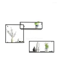 Decorative Plates Nordic Wrought Iron Wall Shelf Living Room TV Decoration Creative Lattice Bedroom Simple Ins Bookshelf