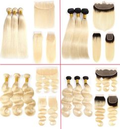 Silky Straight Blonde Malaysian Hair Weave Bundles with Frontal Closure Pure Colour 613 Blonde Human Hair Extensions and Lace Front8782889