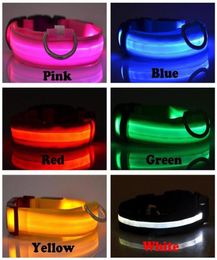 New USB Cable LED Nylon Dog Collars Dog Cat Harness Flashing Light Up Night Safety Pet Collars multi color XSXL Size Christmas Ac1867813