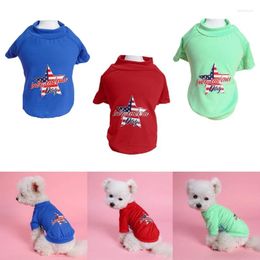 Dog Apparel Pet Dogs Clothes Soft Cute T Shirts Independance Day Print Round Neck Pullover Spring Summer Costume For Small 090C