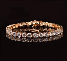 New Men039s Tennis Bracelet Rock Street Hip Hop Jewellery Women039s Gold Bracelet Ice Out CZ Stone Three Colours Drop 7759221