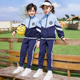 Primary school uniforms, spring and autumn school clothes, children's class uniforms, blue British style kindergarten uniforms