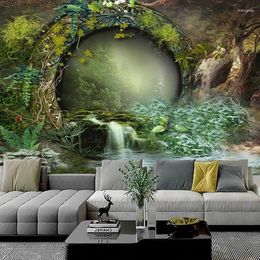 Tapestries Forest River Tapestry Green Nature Landscape Wall Hanging Decor Witchcraft For Living Room Bedroom Decorations