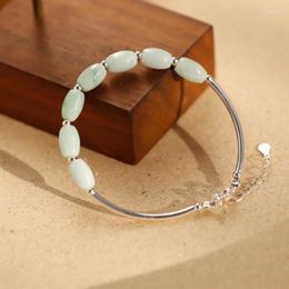 Charm Bracelets 925 Silver Plated Green Natural Stone Bracelet &Bangle For Women Girls Wedding Jewelry Party E056