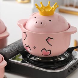 Pig Casserole Stew Pot Porridge Household Open Fire Soup Pot Old-Fashioned Kitchen Ceramic Tableware Porcelain Bowl Cooking Pot