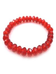 Red Color 8mm Faceted Crystal Beaded Bracelet For Women Simple Style Stretchy Bracelets 20pcslot Whole3767778