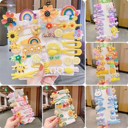 Korean version childrens hair clip cartoon hair accessory set cute hair clip handmade dopamine girl headwear