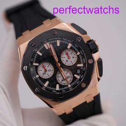 Elegant AP Wrist Watch Men's Watch Royal Oak 26420RO Black Disc Chronograph Rose Gold Watch Automatic Mechanical Swiss Luxury Leisure Sports Watch Full Diameter 43mm