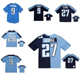 Stitched football Jerseys 27 Eddie George 9 Steve Mcnair 28 Chris Johnson mesh Legacy Retired retro Classics Jersey Men Women Yourth S-6XL