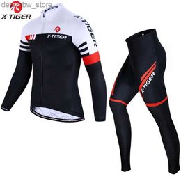 Cycling Jersey Sets X-Tiger Long Seve Cycling Jersey Set Summer MTB Bike Wear Cycling Clothes Bicyc Clothing Ropa Maillot Ciclismo Cycling Set L48