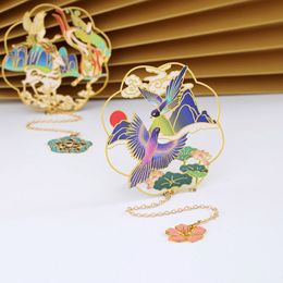 Chinese Retro Metal Hollow Design Bookmarks Literature Art Students Office Supplies Brass Leaf Book Clip Pendant