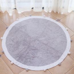 Carpets Baby Game Cotton Doormat Round Carpet With Ball Toy Children Pography Props Nordic Style Children's Room Decoration