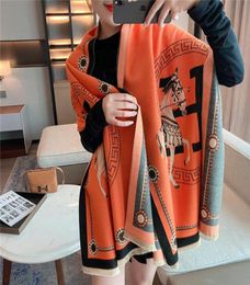 Winter Cashmere Scarf Lady Design Warm Pashmina Blanket Carriage Scarves Women Shawl Female Decoration Thick Foulard35479651594846